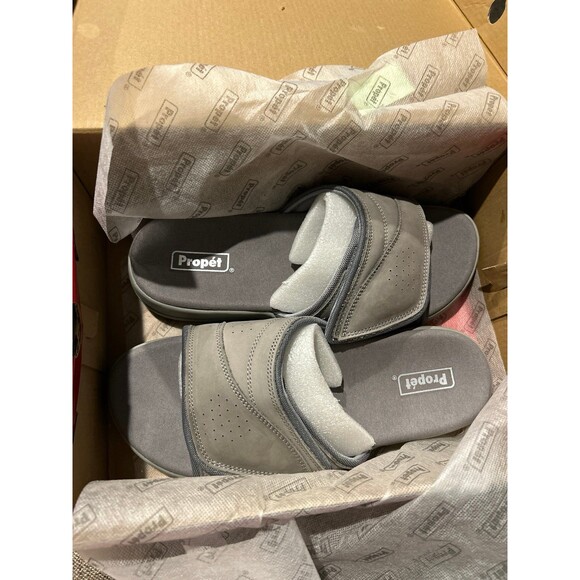 Propet Emerson Gray Slides Sandals Men’s 10.5  NIB
